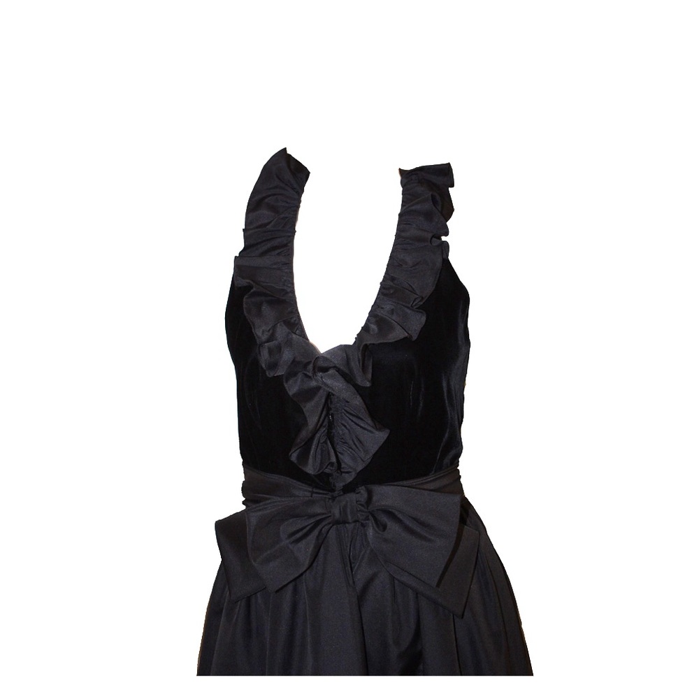 Vintage Lee Jordan Velvet Bodice Black Gown Sz M